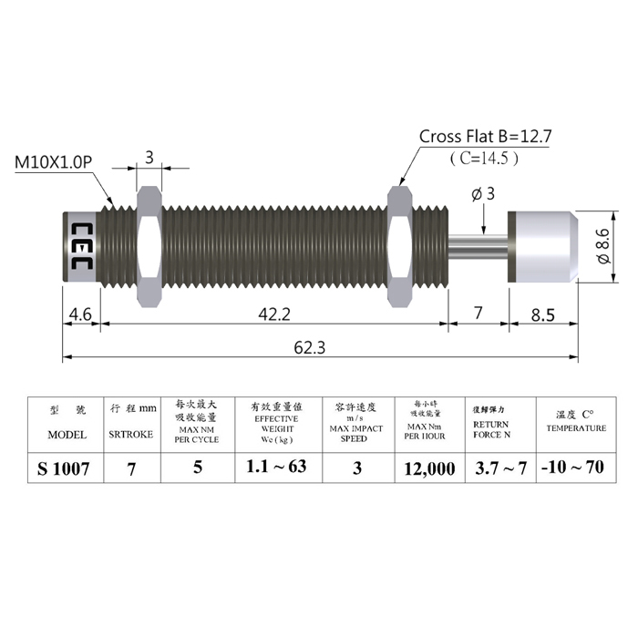 HYDRAULIC SHOCK ABSORBERS S SERIES-S 1007-S 1007