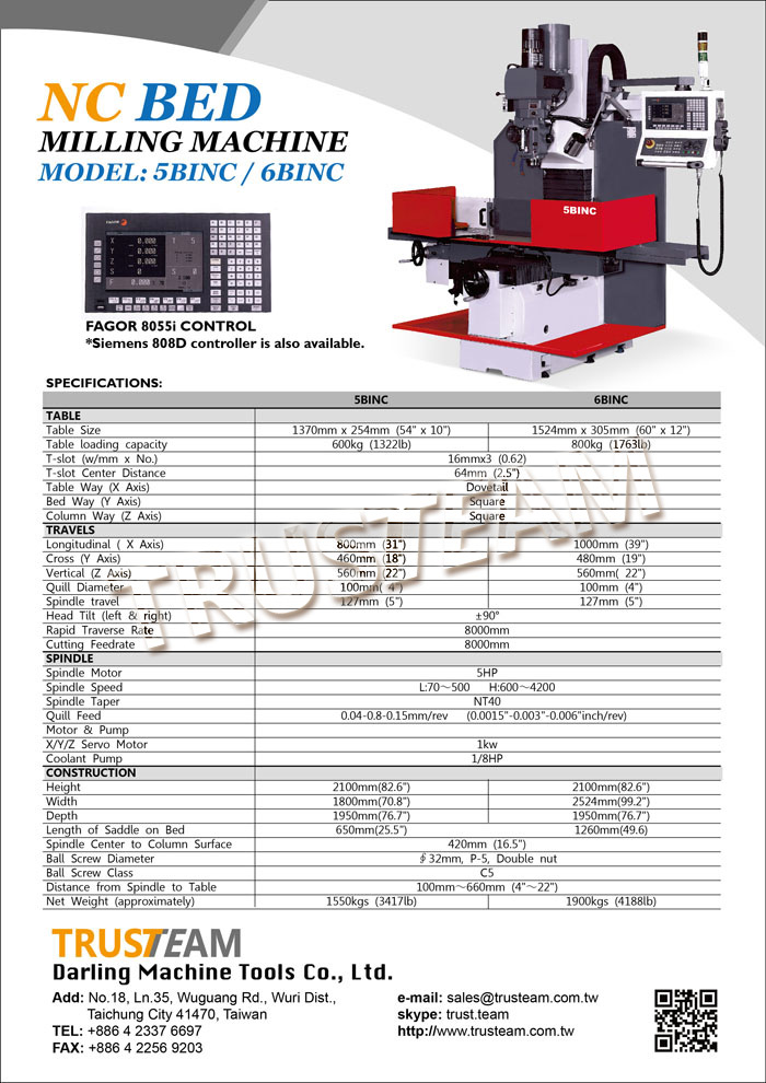 NC Bed  Milling-5BINC/6BINC