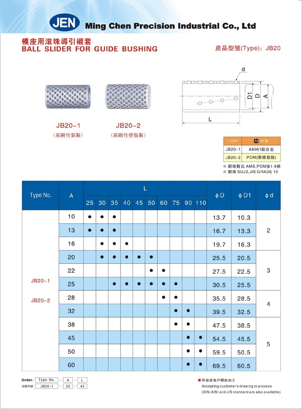 Ball Sliders For Guide Bushing-JB20