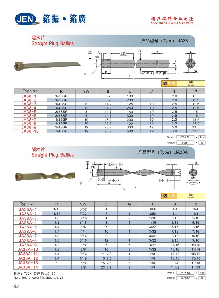 Straight Plug Baffles-JA38/38A