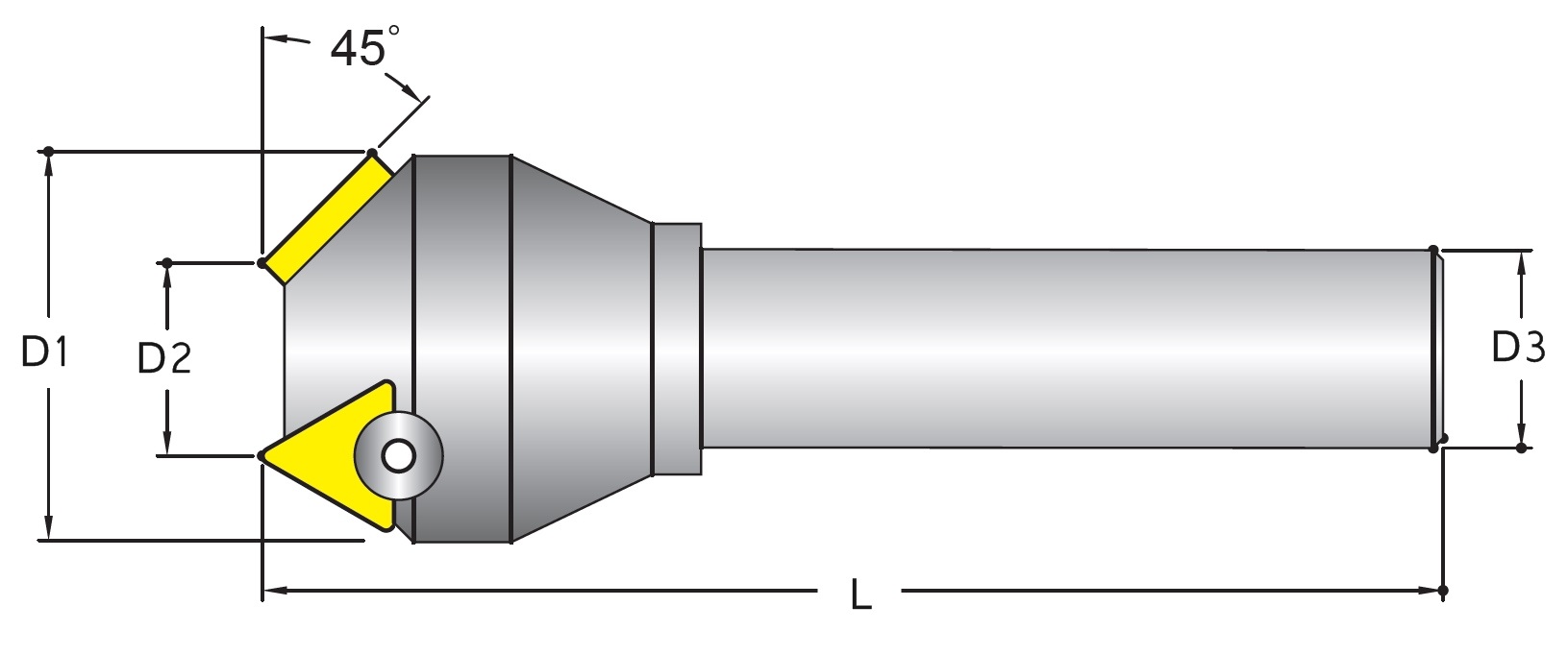 Chamfer／Countersink Cutter (for Milling)-DTT 45°