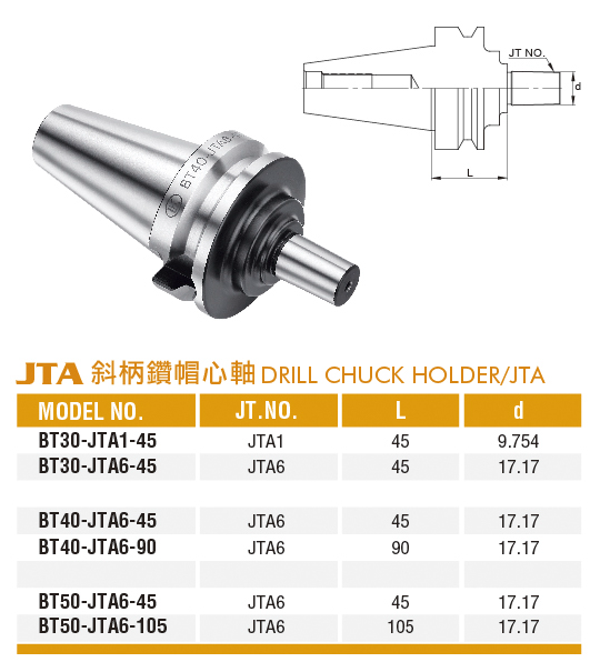 斜柄鑽帽心軸-JTA