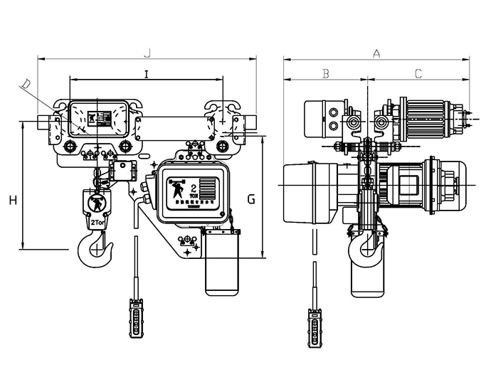 60HZ Electric Low Headroom Chain Hoist