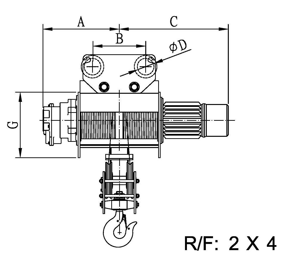 60HZ Monorail Electric Wire Rope Hoist - Single Speed