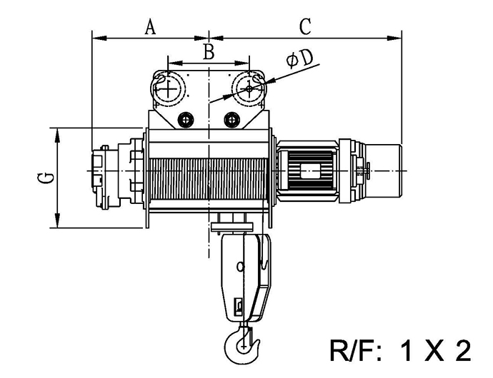 50HZ Monorail Electric Wire Rope Hoist - Dual Speed