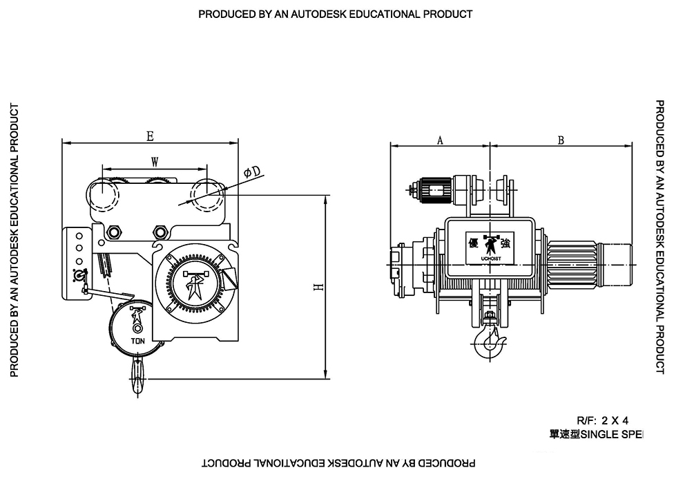 50HZ Electric Low Headroom Wire rope hoist