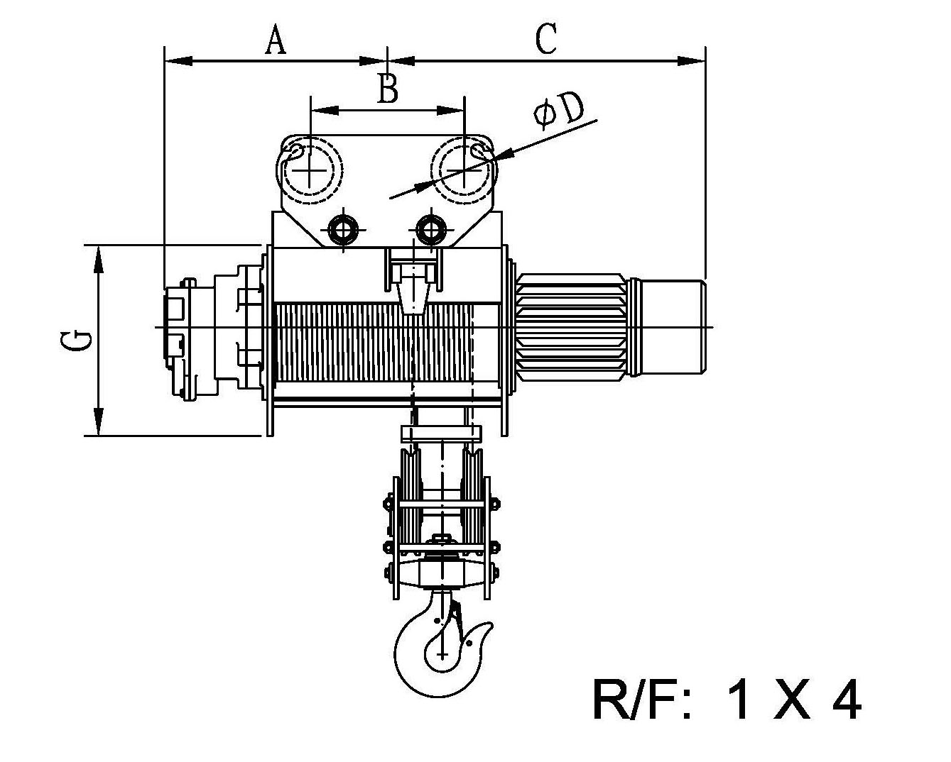 60HZ Monorail Electric Wire Rope Hoist - Single Speed