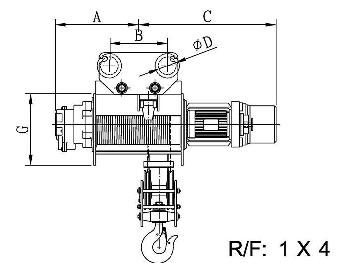 50HZ Monorail Electric Wire Rope Hoist - Dual Speed