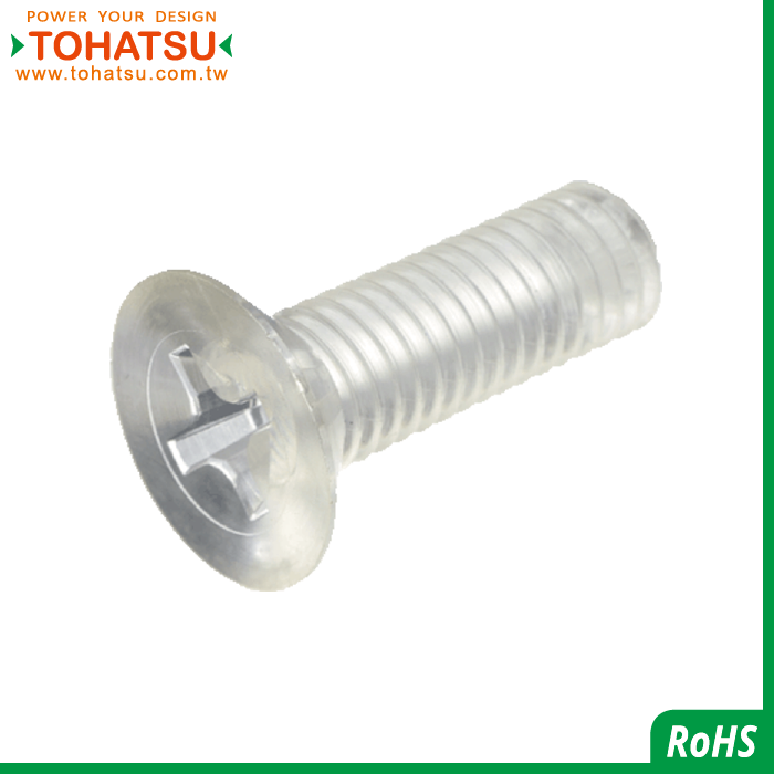 Countersunk head cross plastic screw (Material: PC)-PCFH