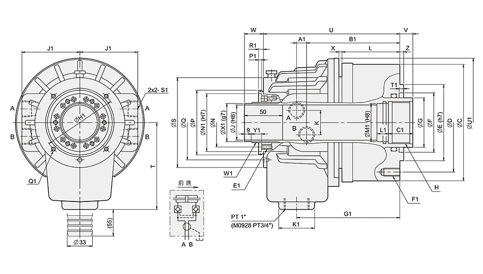 High Speed Through-hole Rotary Hydraulic Cylinder-M