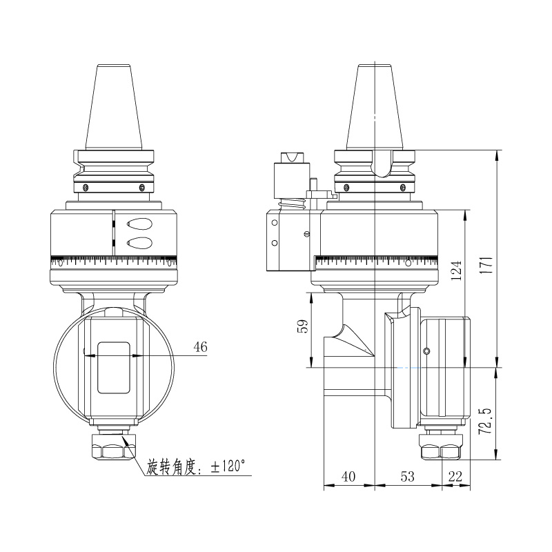 Universal angle head-DK40-W13