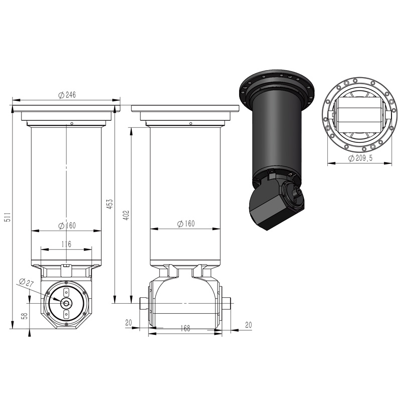 Bidirectional angle head, BT50-BT40 series-BT50-BT40-FMB27-2X-400