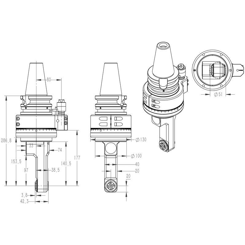 BT50, non-standard custom milling head, subframe processing series-BT50-PER16