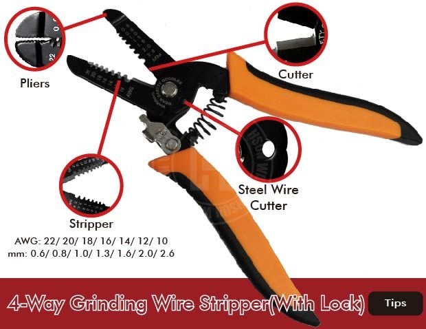 7'' 4-Way Grinding Wire Stripper(With Lock) ／ Item No: P760626I-P760626I